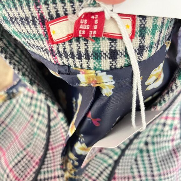 Joe Browns Checkered Plaid Vest With Floral Lining & Unique Buttons US 6 - Picture 5 of 9